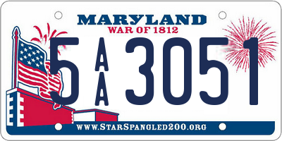 MD license plate 5AA3051