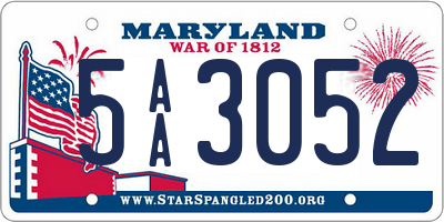 MD license plate 5AA3052