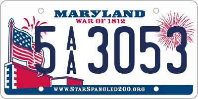 MD license plate 5AA3053