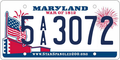 MD license plate 5AA3072