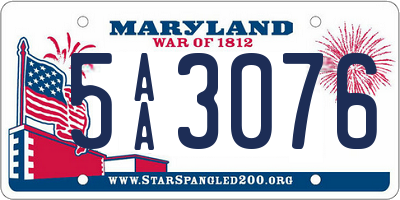 MD license plate 5AA3076