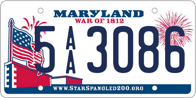 MD license plate 5AA3086