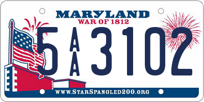 MD license plate 5AA3102