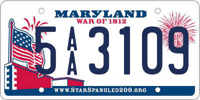 MD license plate 5AA3109