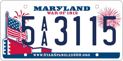 MD license plate 5AA3115