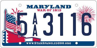 MD license plate 5AA3116