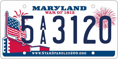 MD license plate 5AA3120