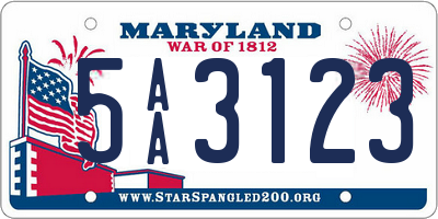 MD license plate 5AA3123