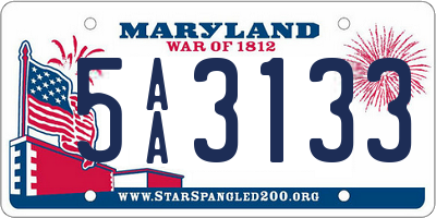 MD license plate 5AA3133