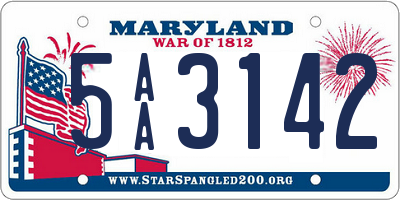 MD license plate 5AA3142