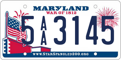 MD license plate 5AA3145