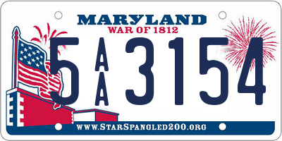 MD license plate 5AA3154