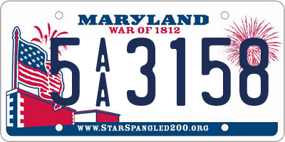 MD license plate 5AA3158