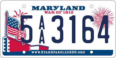 MD license plate 5AA3164