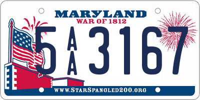 MD license plate 5AA3167