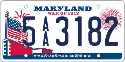MD license plate 5AA3182