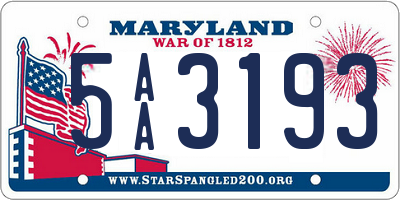 MD license plate 5AA3193