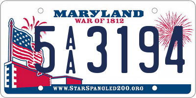 MD license plate 5AA3194