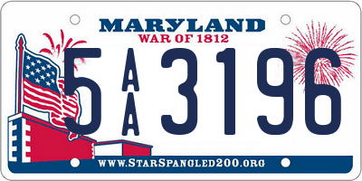 MD license plate 5AA3196