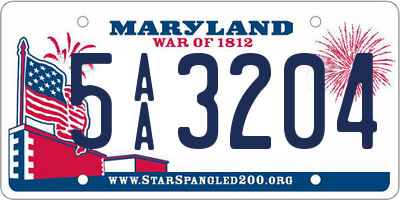 MD license plate 5AA3204