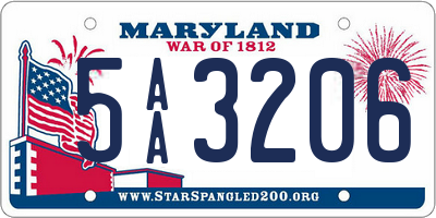 MD license plate 5AA3206