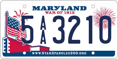 MD license plate 5AA3210