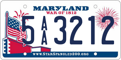 MD license plate 5AA3212