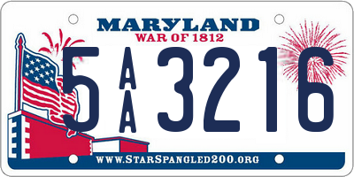 MD license plate 5AA3216