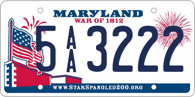 MD license plate 5AA3222