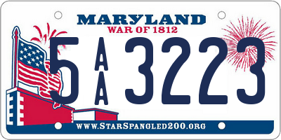 MD license plate 5AA3223