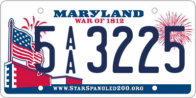 MD license plate 5AA3225