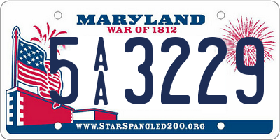 MD license plate 5AA3229