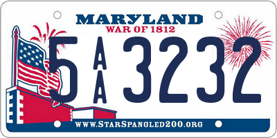 MD license plate 5AA3232