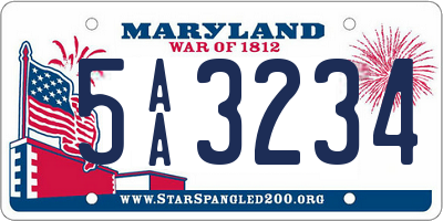 MD license plate 5AA3234