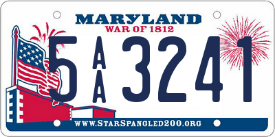 MD license plate 5AA3241