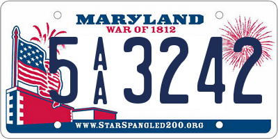 MD license plate 5AA3242