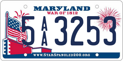 MD license plate 5AA3253