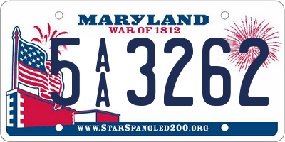 MD license plate 5AA3262