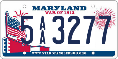 MD license plate 5AA3277