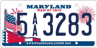 MD license plate 5AA3283