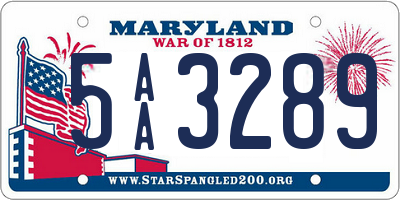 MD license plate 5AA3289