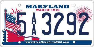 MD license plate 5AA3292