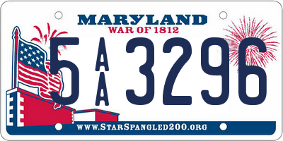 MD license plate 5AA3296