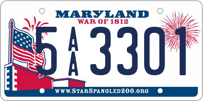 MD license plate 5AA3301