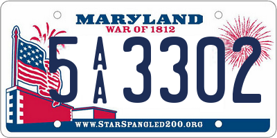 MD license plate 5AA3302