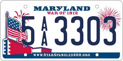 MD license plate 5AA3303