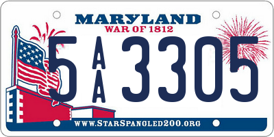 MD license plate 5AA3305