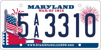 MD license plate 5AA3310