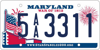 MD license plate 5AA3311