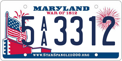 MD license plate 5AA3312